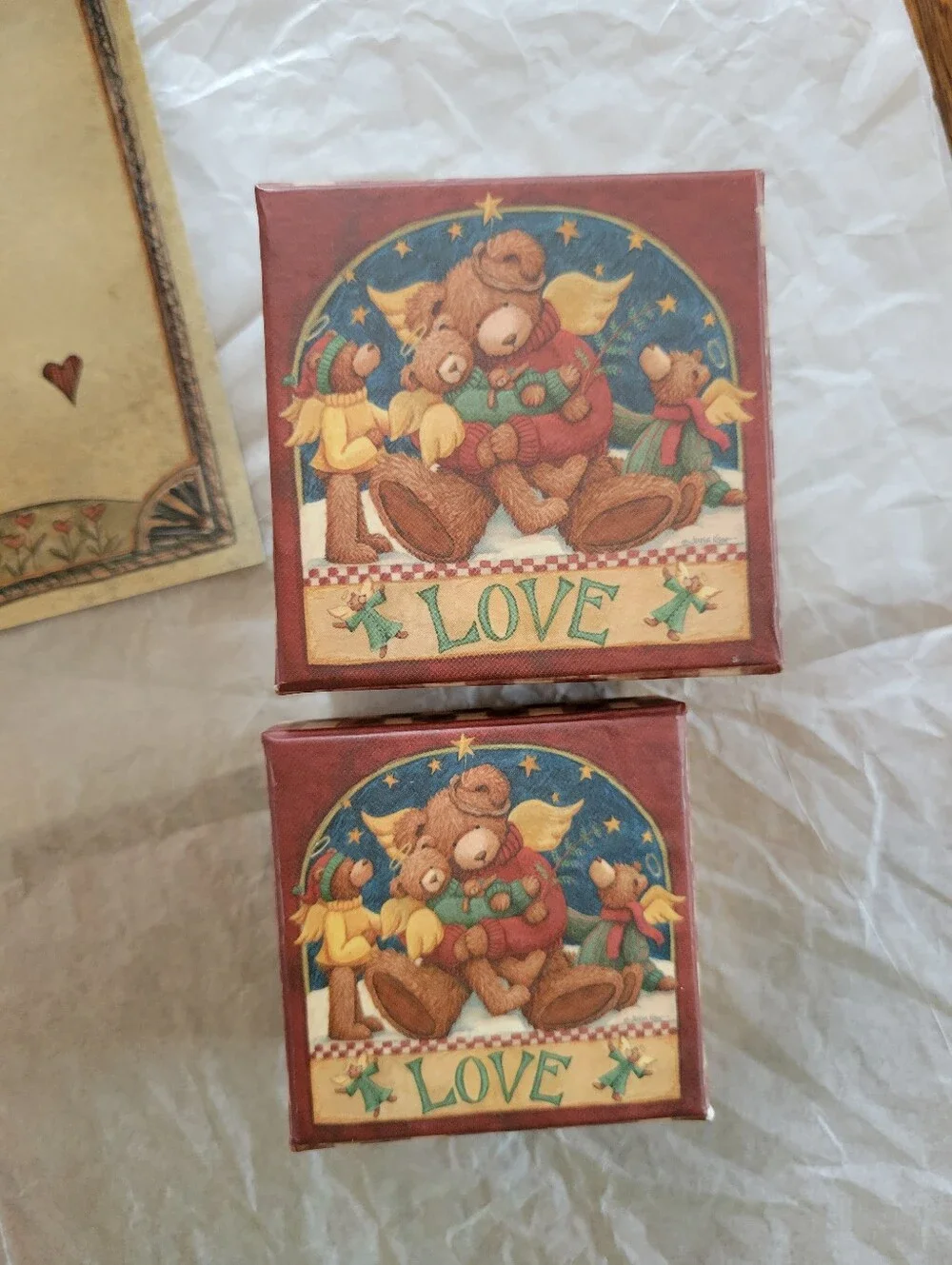 Susan Winget Notecards (5) & 2 Small Lindy Bowman Bear Boxes FINAL PRICE